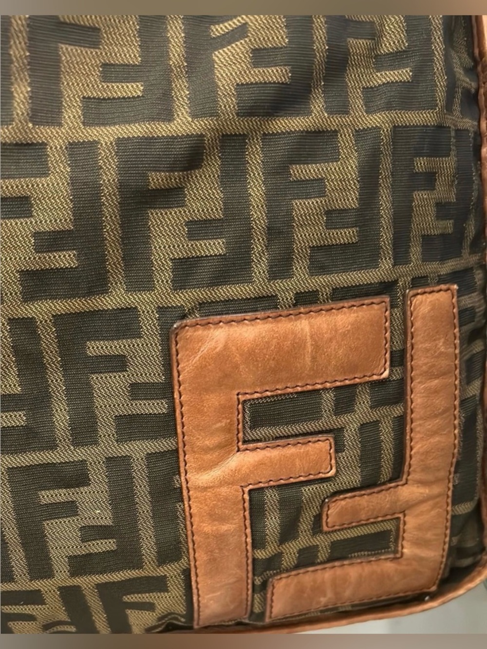 Fendi Zucca FF Crossbody Messenger Bag Brown Canvas Leather Vintage - Picture 7 of 13